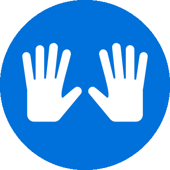 two hands up with palms facing forward