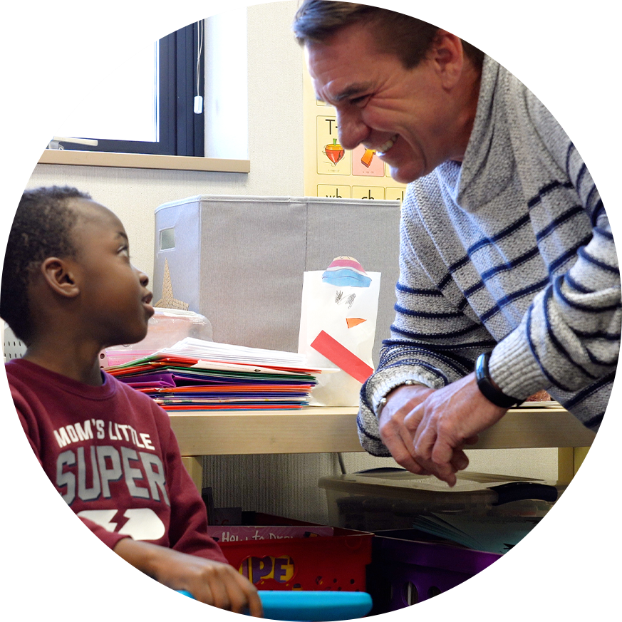 Superintendent Chris Smith with elementary student