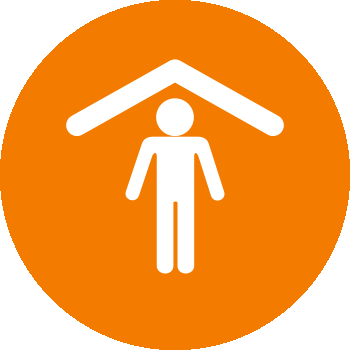 Person icon with roof overhead
