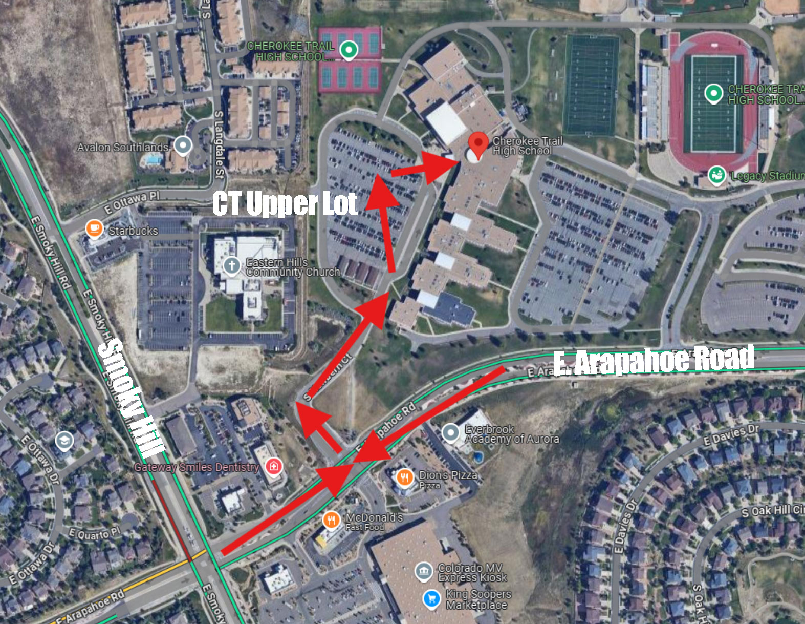 Upper Lot Parking and Main Entrance