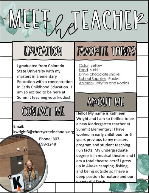 New Kindergartener Teacher Info