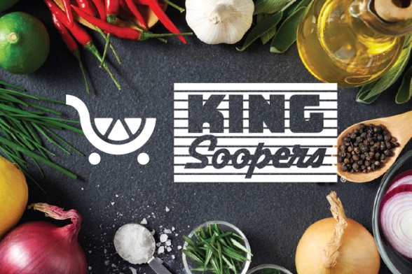 King Soopers logo surrounded by food
