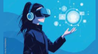  Girl using VR technology
